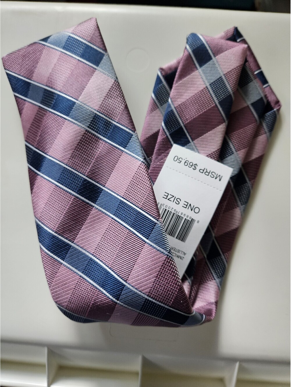 MICHAEL KORS Allister Pink w/ Blue Plaid Silk Blend Neck Tie 2MKC23-5079 NWT